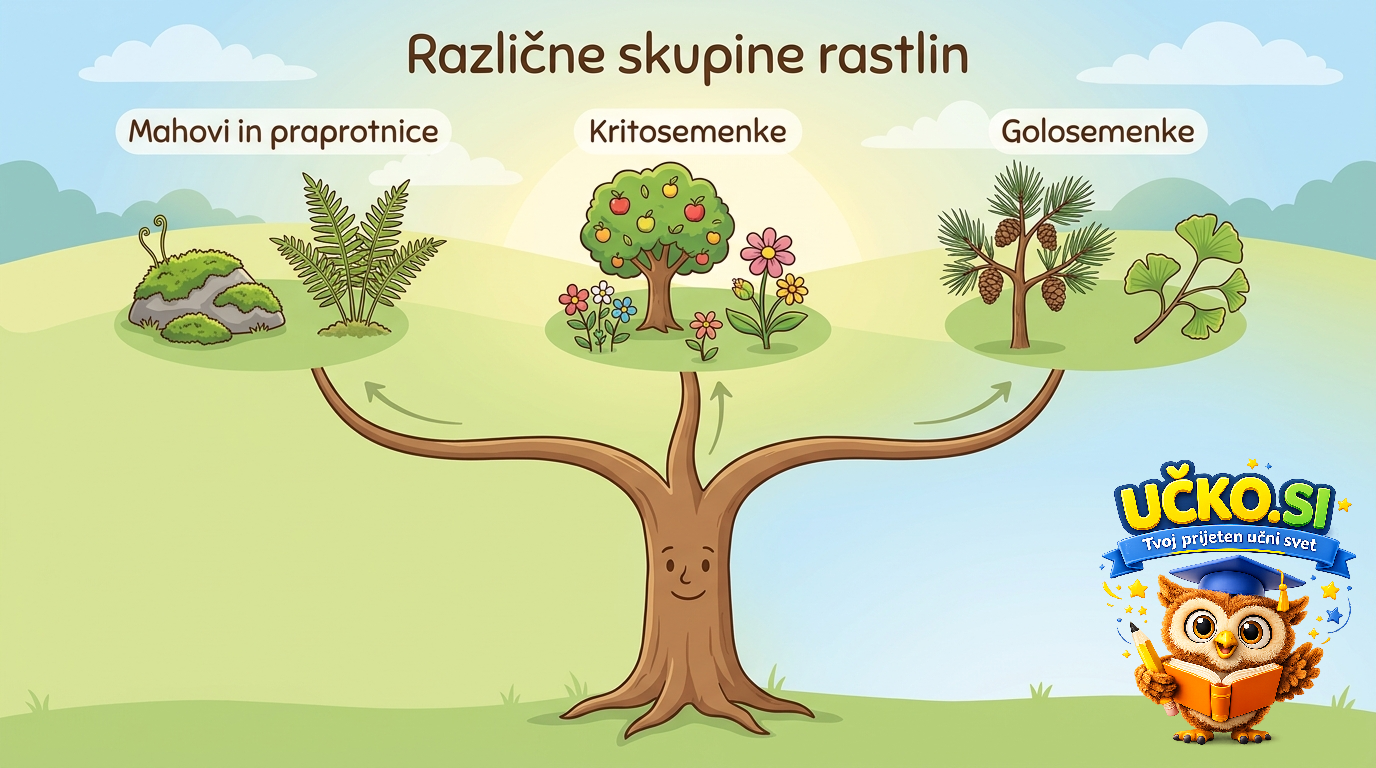Ilustracija: Različne skupine rastlin