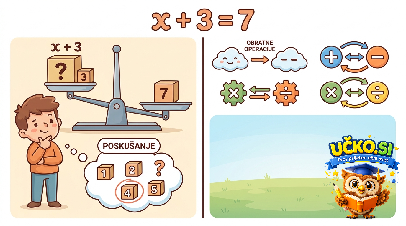 Ilustracija: Različni pristopi k reševanju enačb