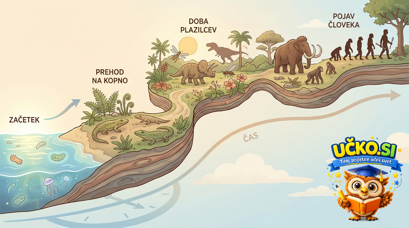 Ilustracija: Razvoj življenja skozi čas