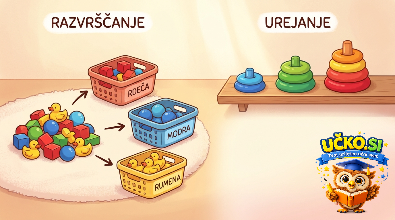 Ilustracija: Razvrščanje in urejanje predmetov