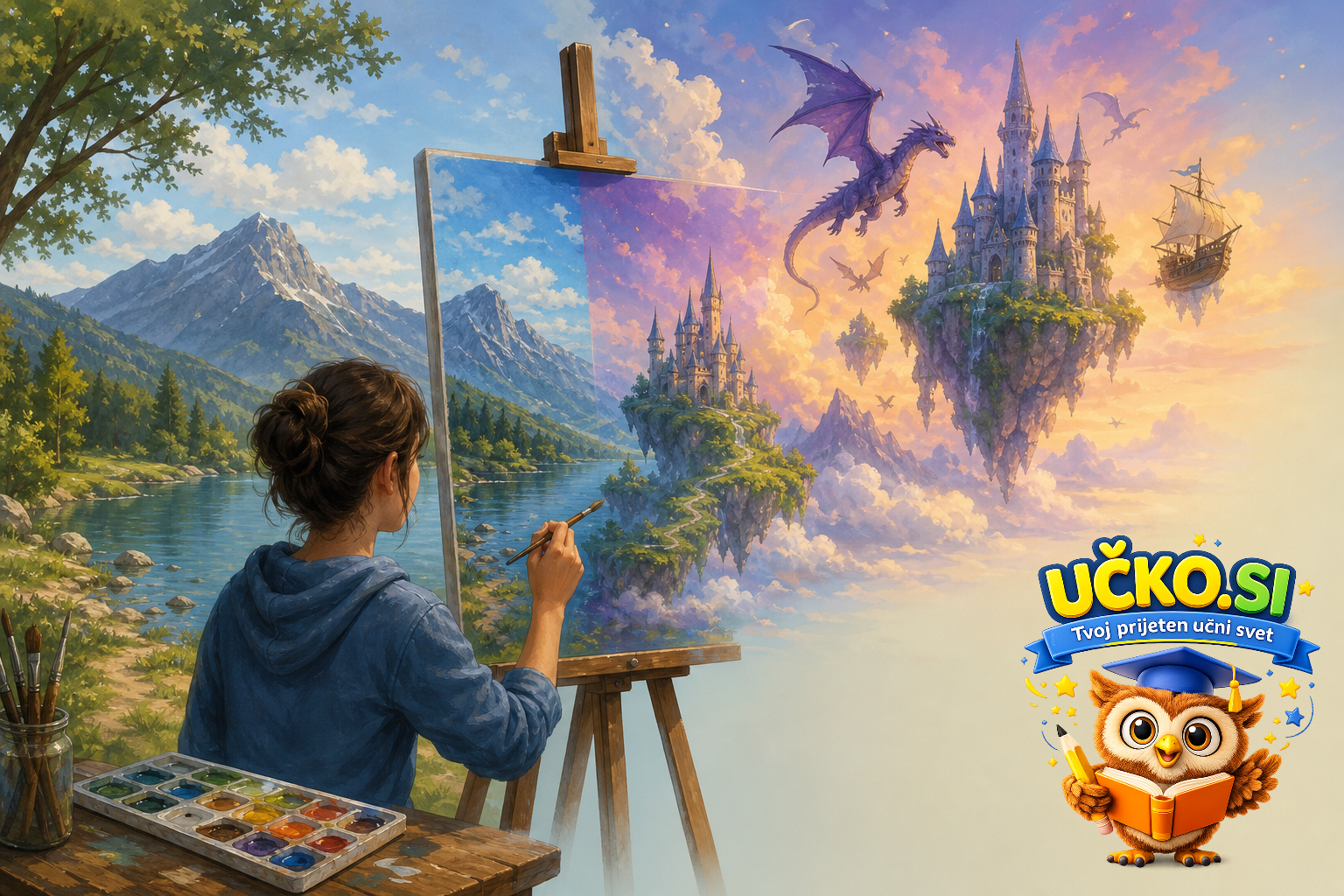 Ilustracija: Realističen in domišljijski motiv
