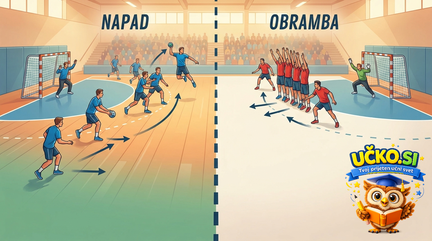 Ilustracija: Rokomet – obramba in napad