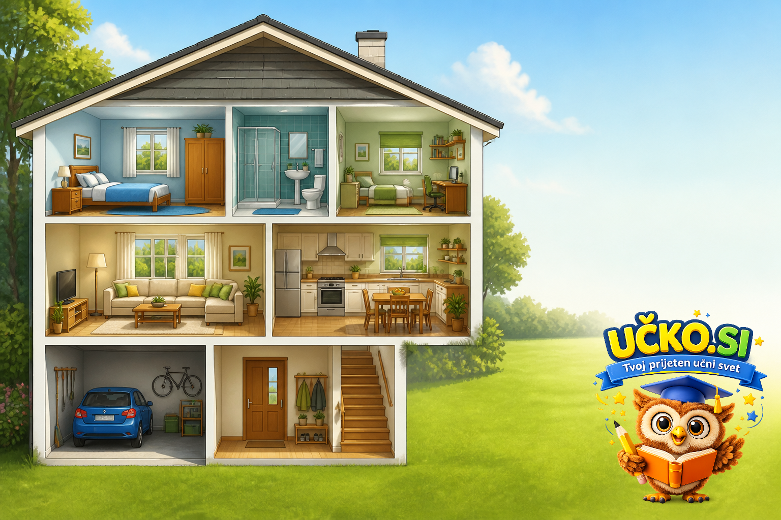 Ilustracija: Rooms and furniture in the house