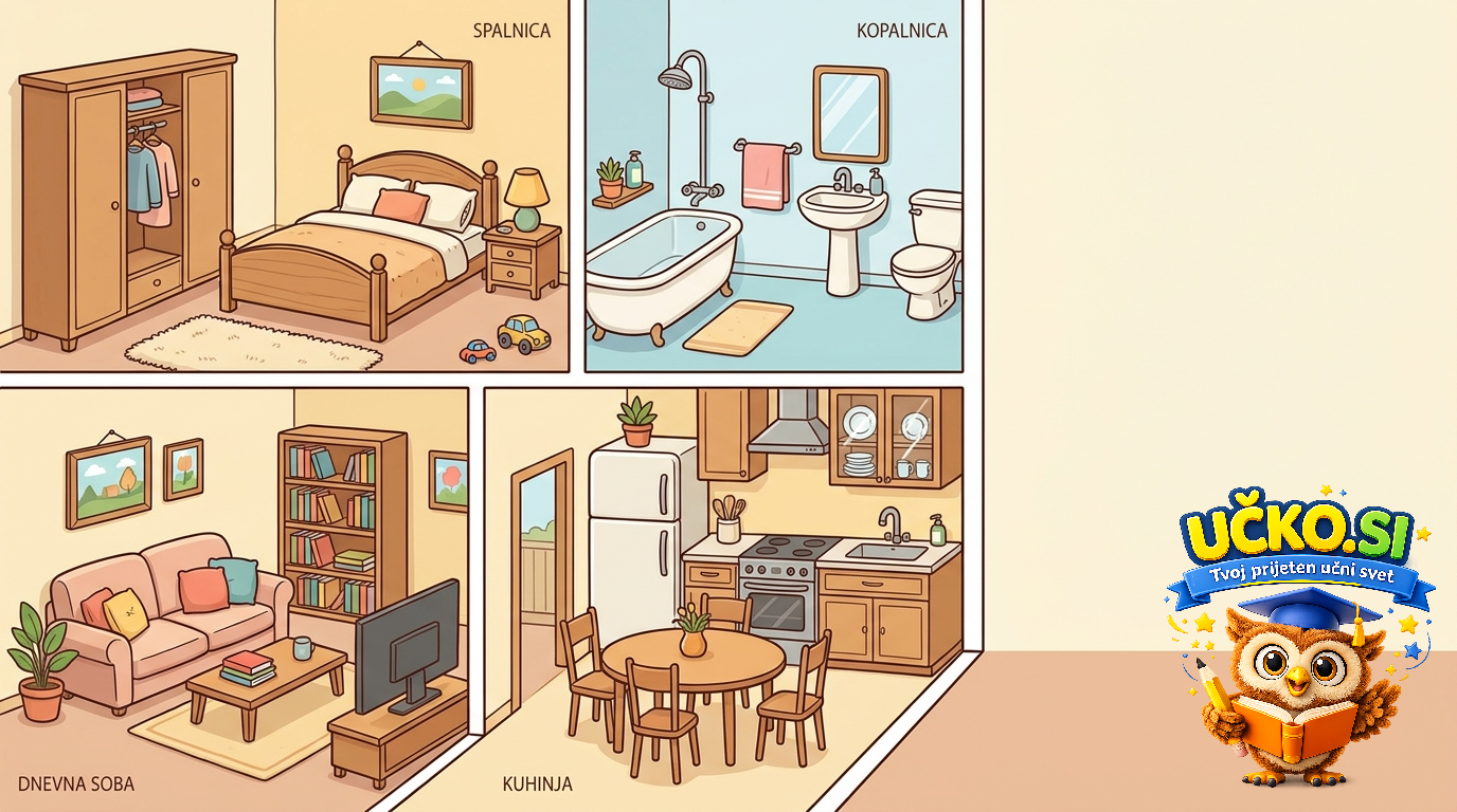 Ilustracija: rooms in a home and household furniture