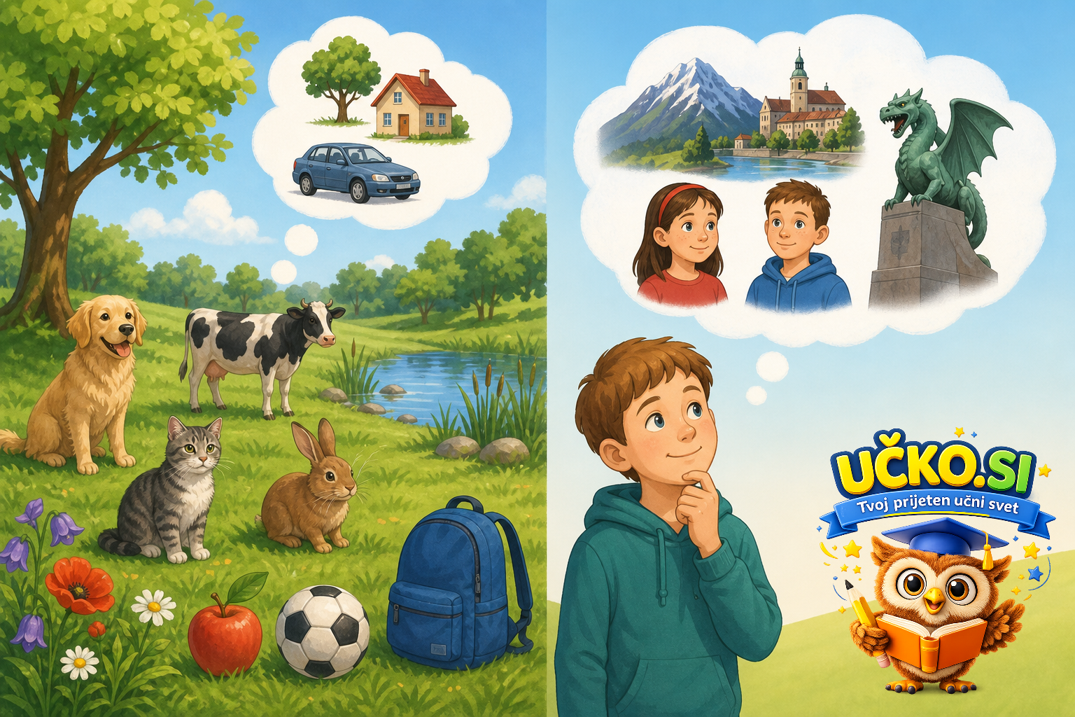 Ilustracija: Samostalnik: občna in lastna imena