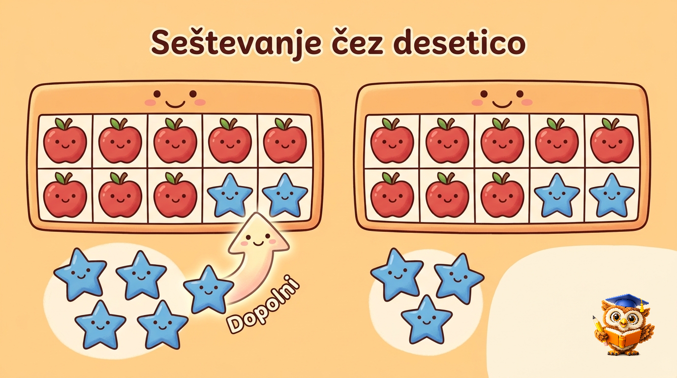 Ilustracija: Seštevanje čez desetico