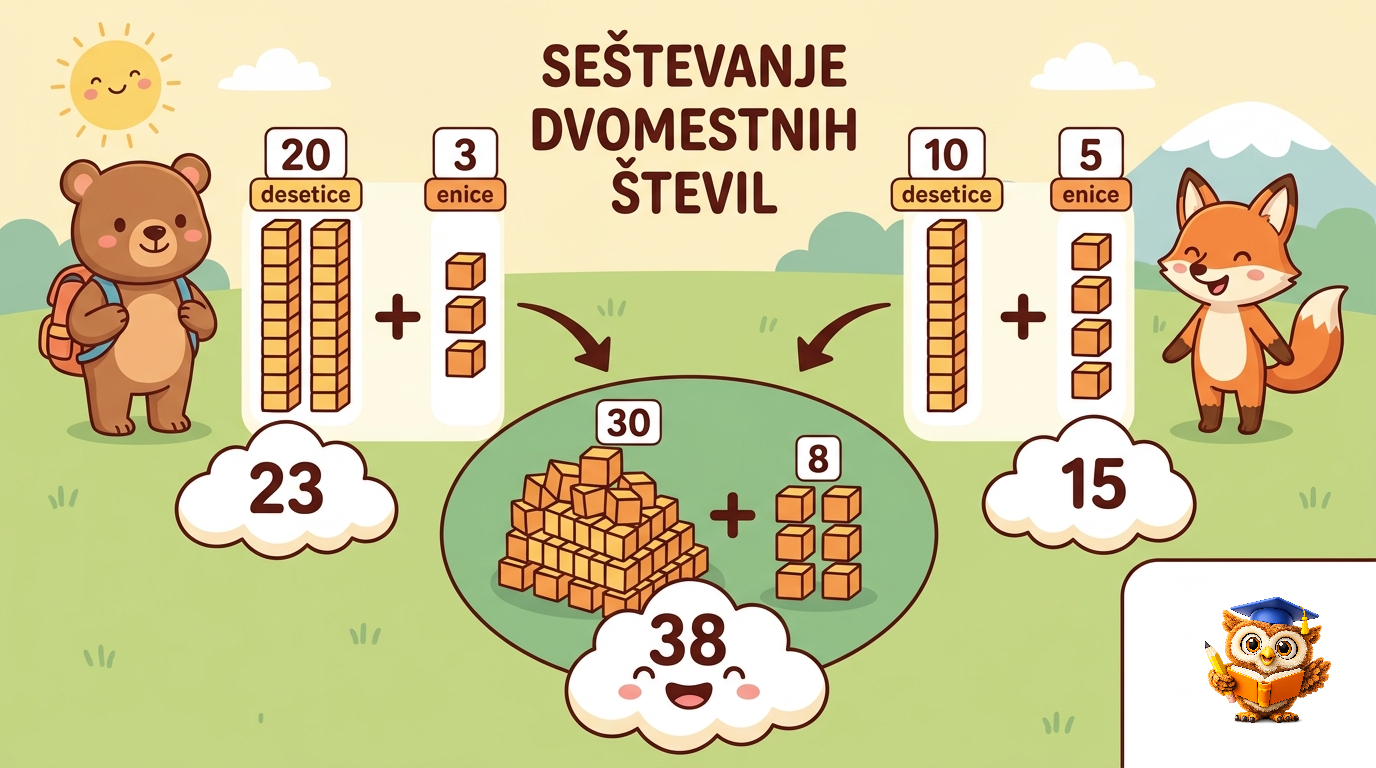 Ilustracija: Seštevanje dvomestnih števil