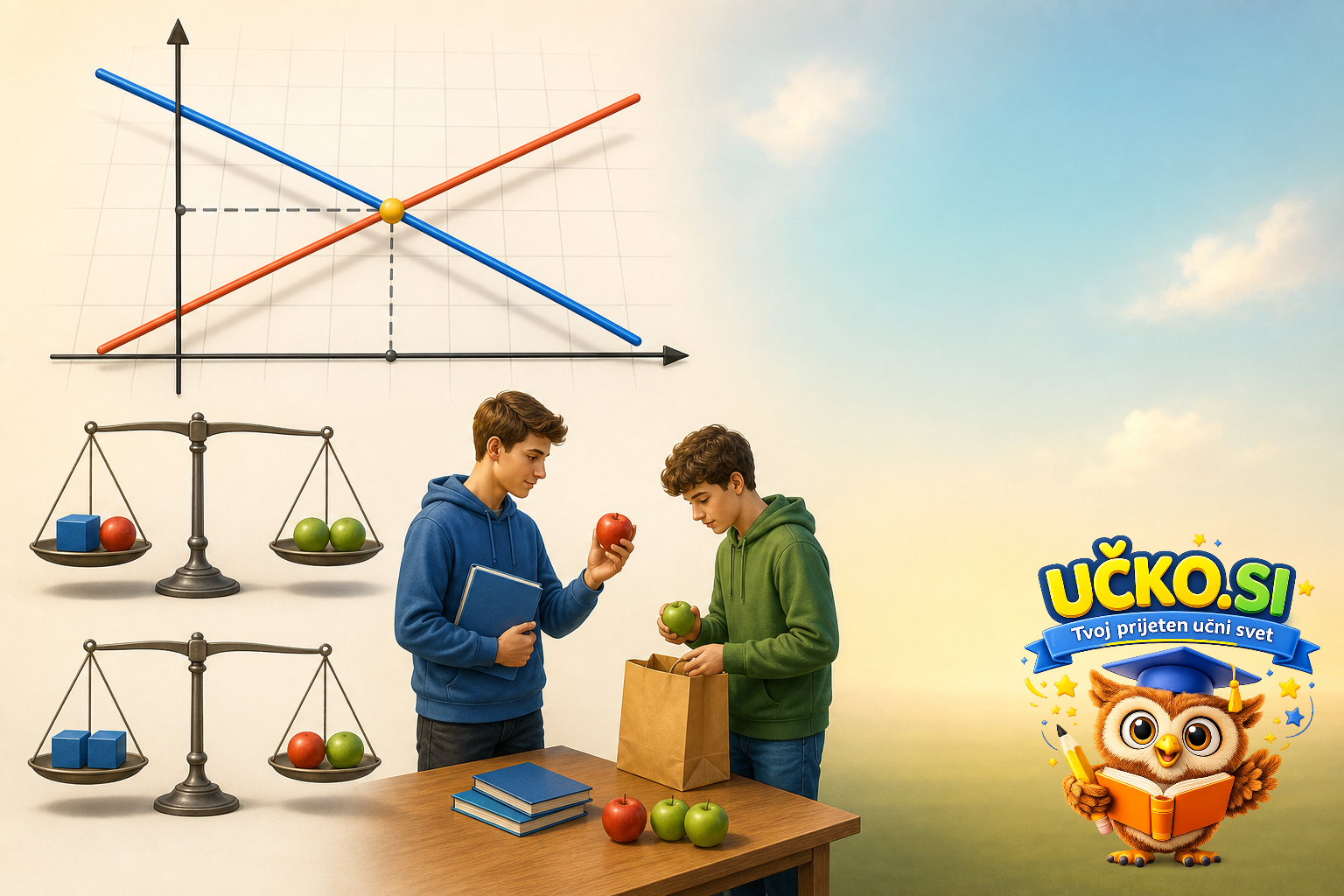 Ilustracija: Sistem dveh linearnih enačb