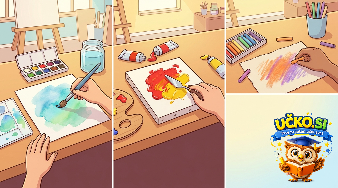 Ilustracija: Slikanje z različnimi slikarskimi tehnikami