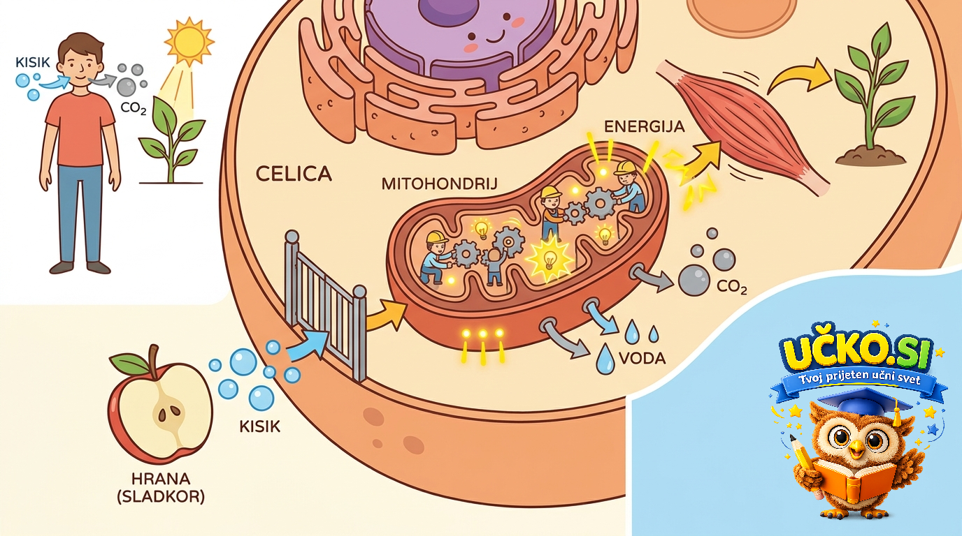 Ilustracija: Sproščanje energije v živih celicah