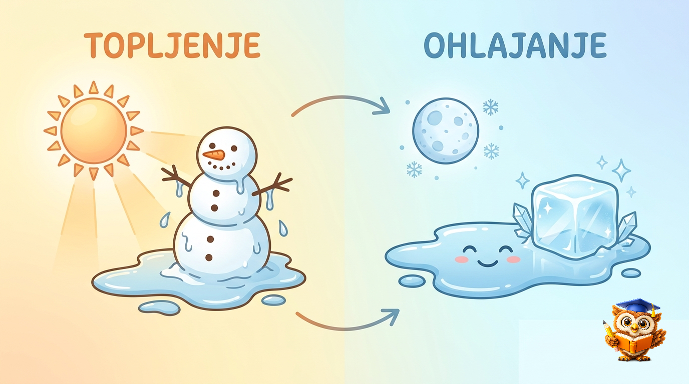 Ilustracija: Topljenje in ohlajanje