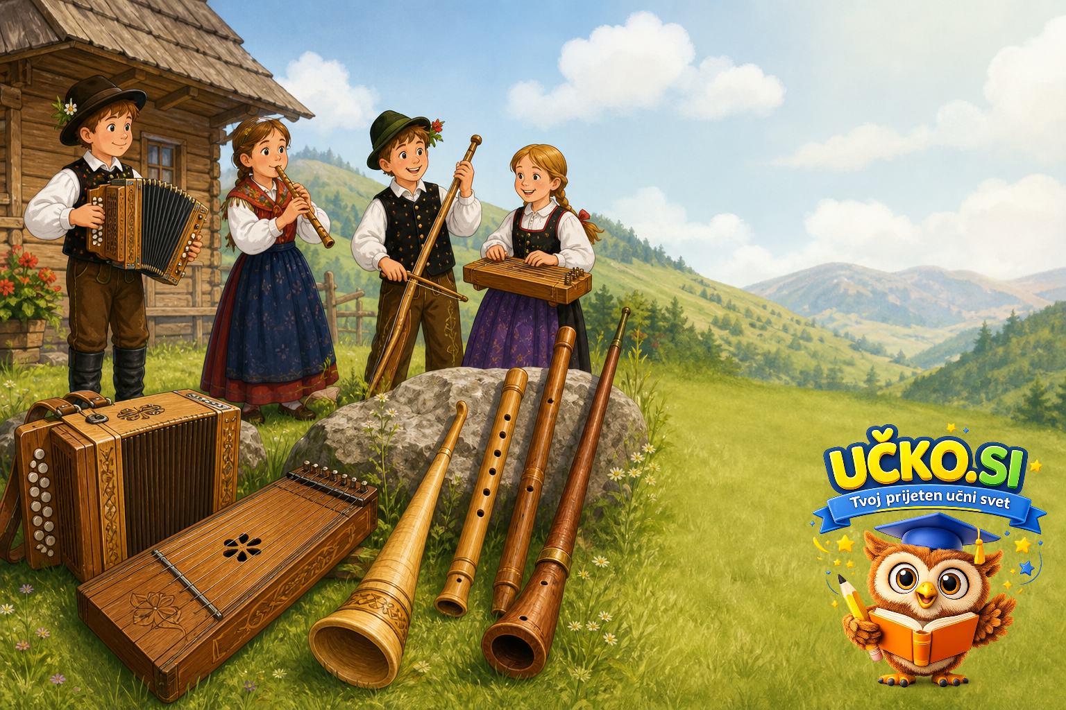 Ilustracija: Tradicionalna glasbila iz ljudskega izročila