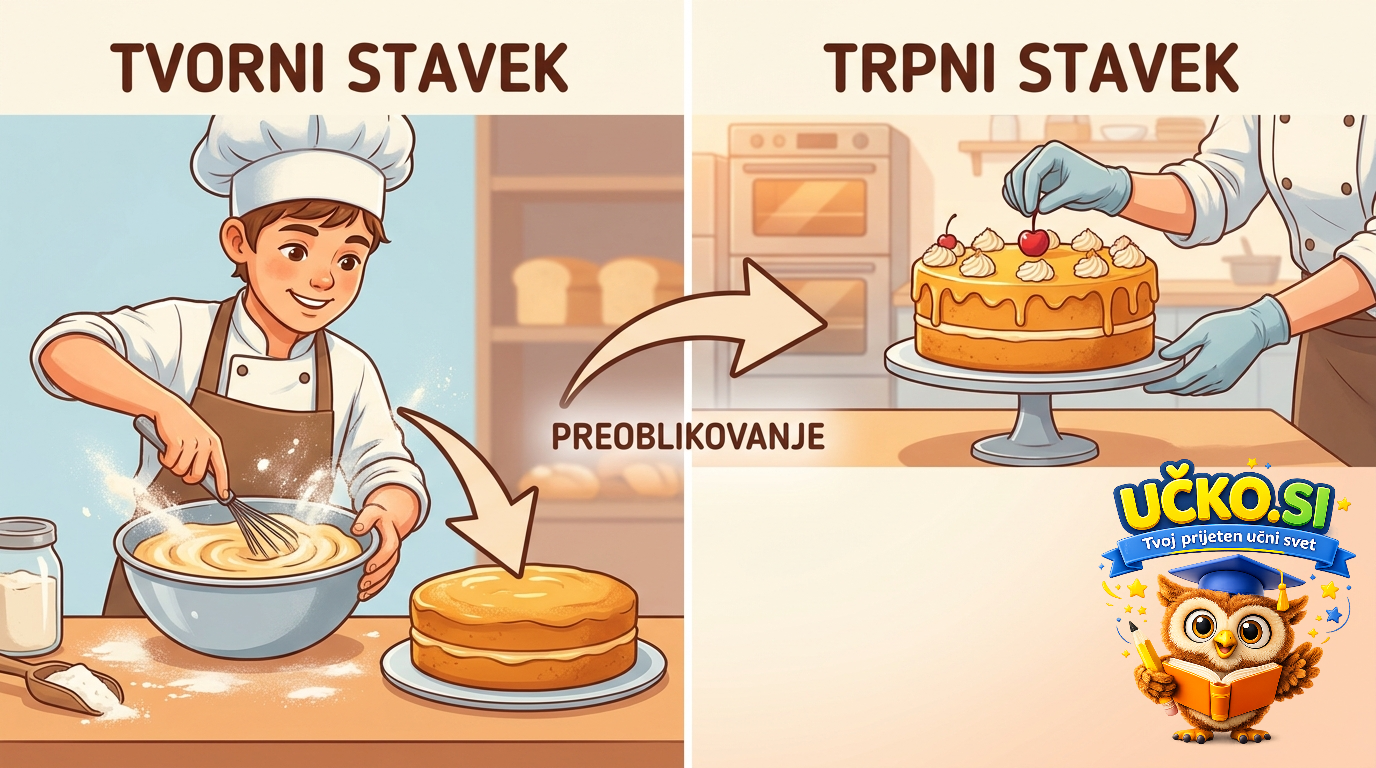 Ilustracija: Tvorni in trpni stavek