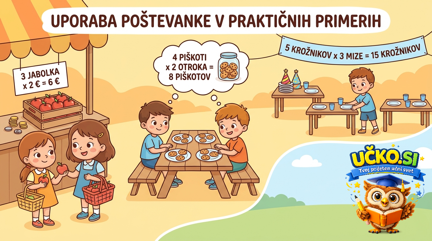 Ilustracija: Uporaba poštevanke v praktičnih primerih