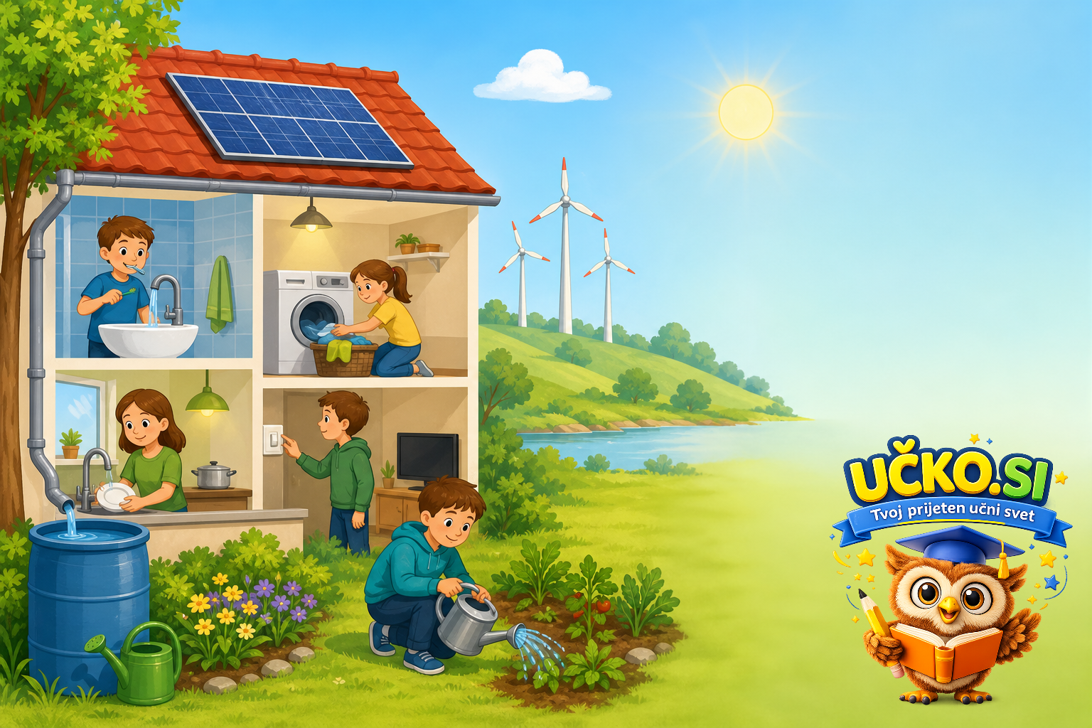 Ilustracija: Varčna raba vode in energije