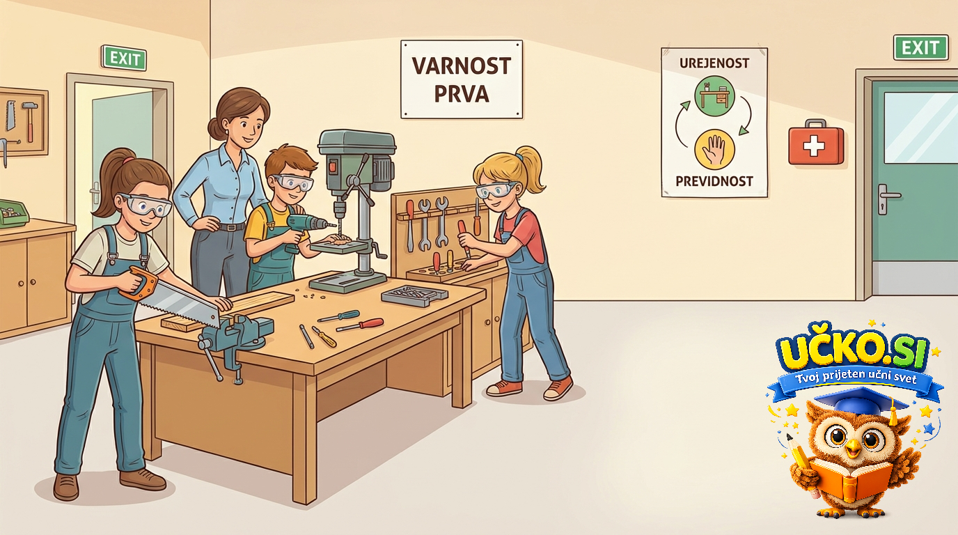 Ilustracija: Varno delo pri tehničnem pouku