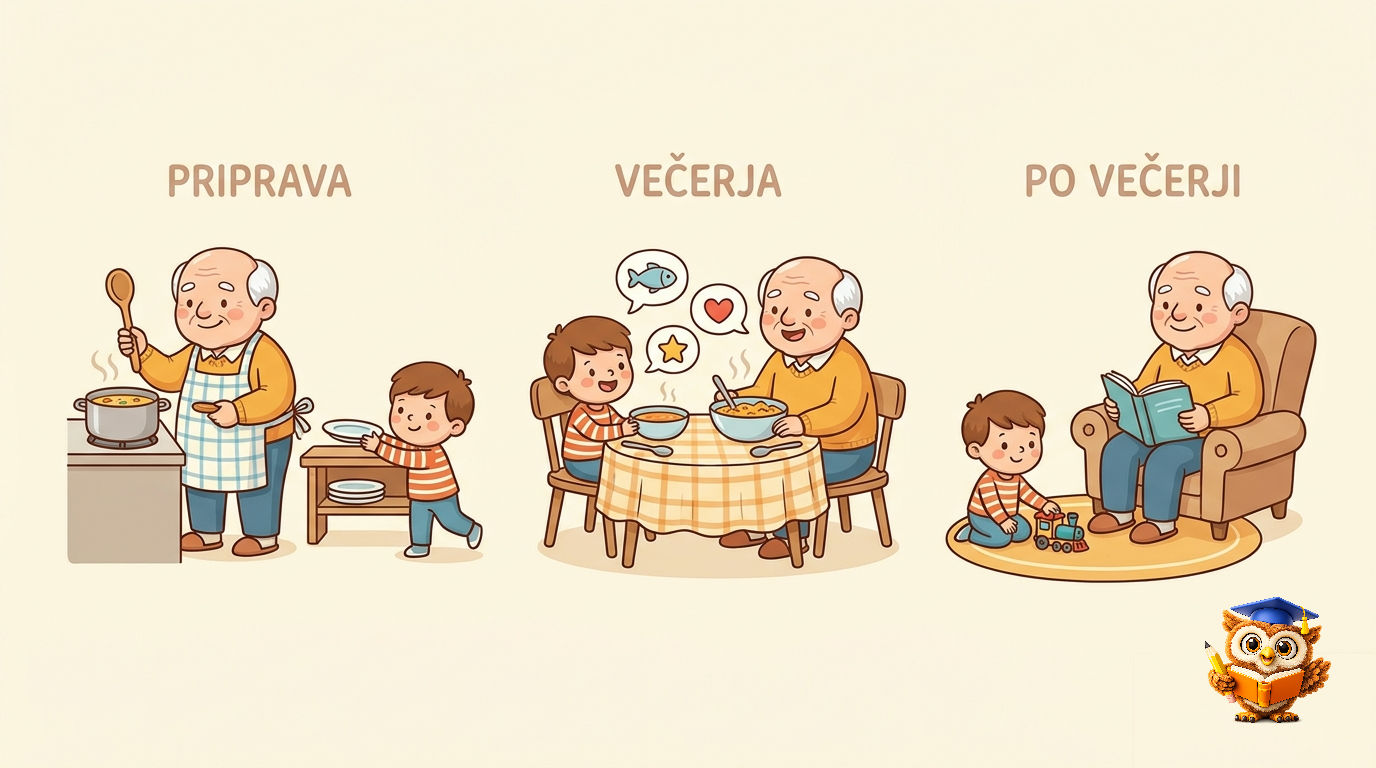 Ilustracija: Večerja pri dedku