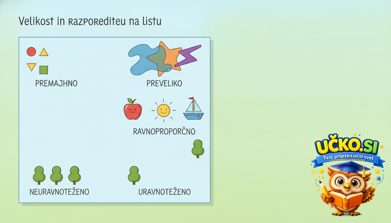 Ilustracija: Velikost in razporeditev na listu