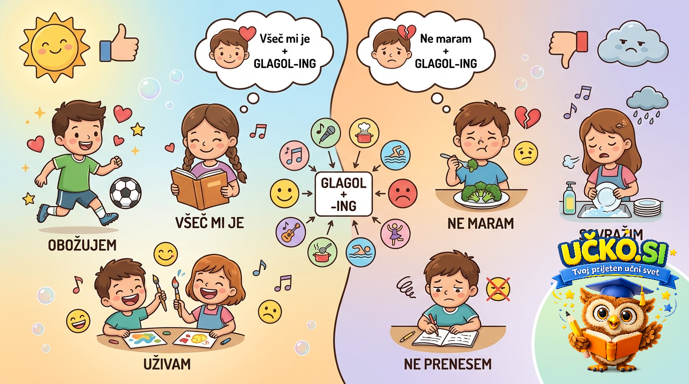 Ilustracija: verbs used to express likes and dislikes