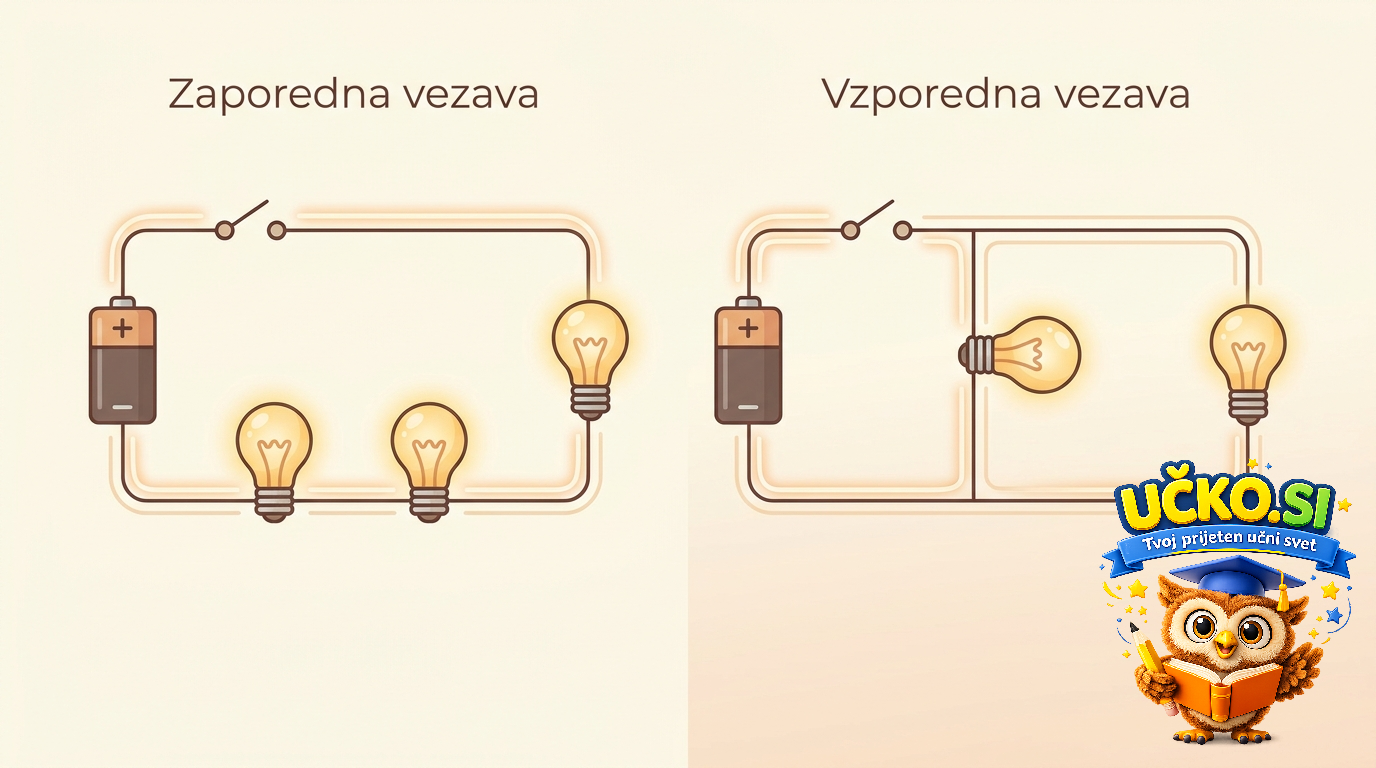 Ilustracija: Vezava elementov v električnem krogu