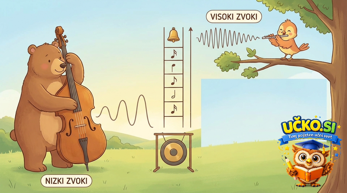 Ilustracija: Visoki in nizki zvoki