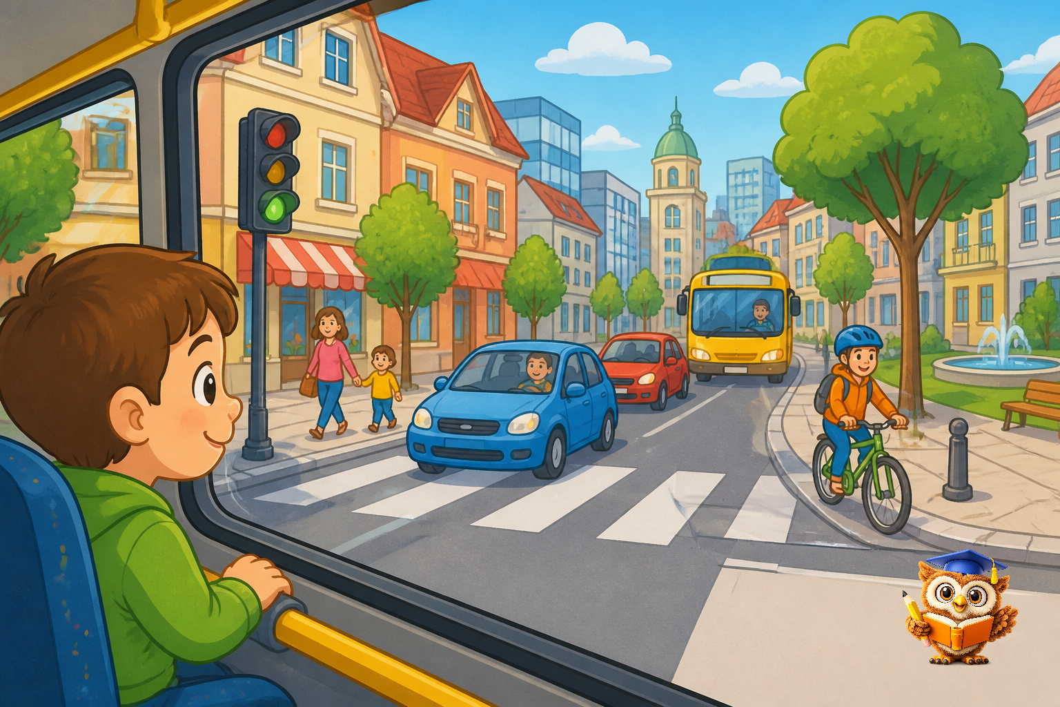 Ilustracija: Vožnja skozi mesto