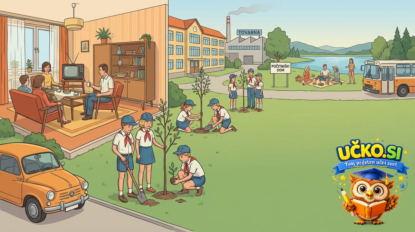 Ilustracija: Vsakdanje življenje v socialistični Sloveniji