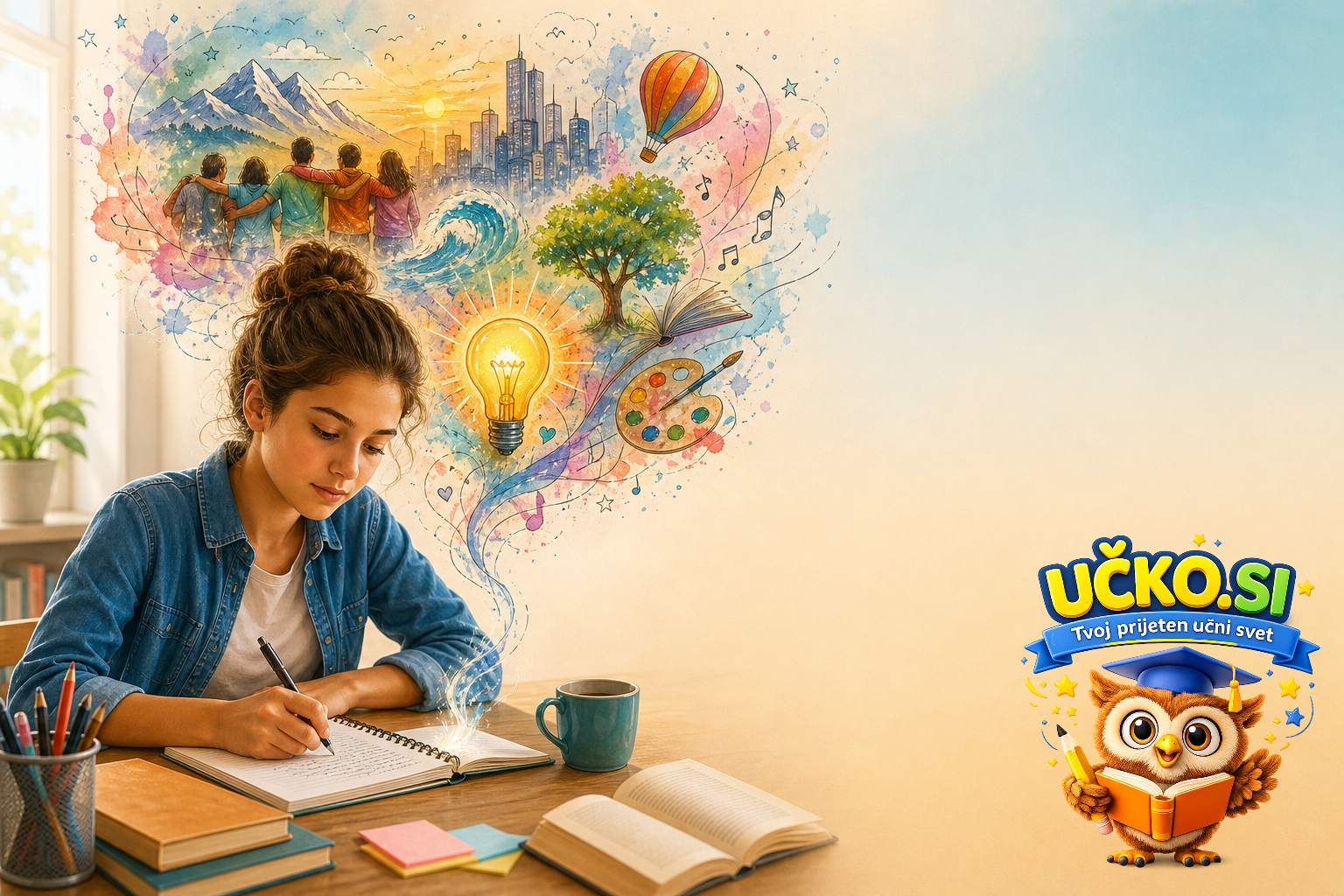Ilustracija: writing and expressing ideas