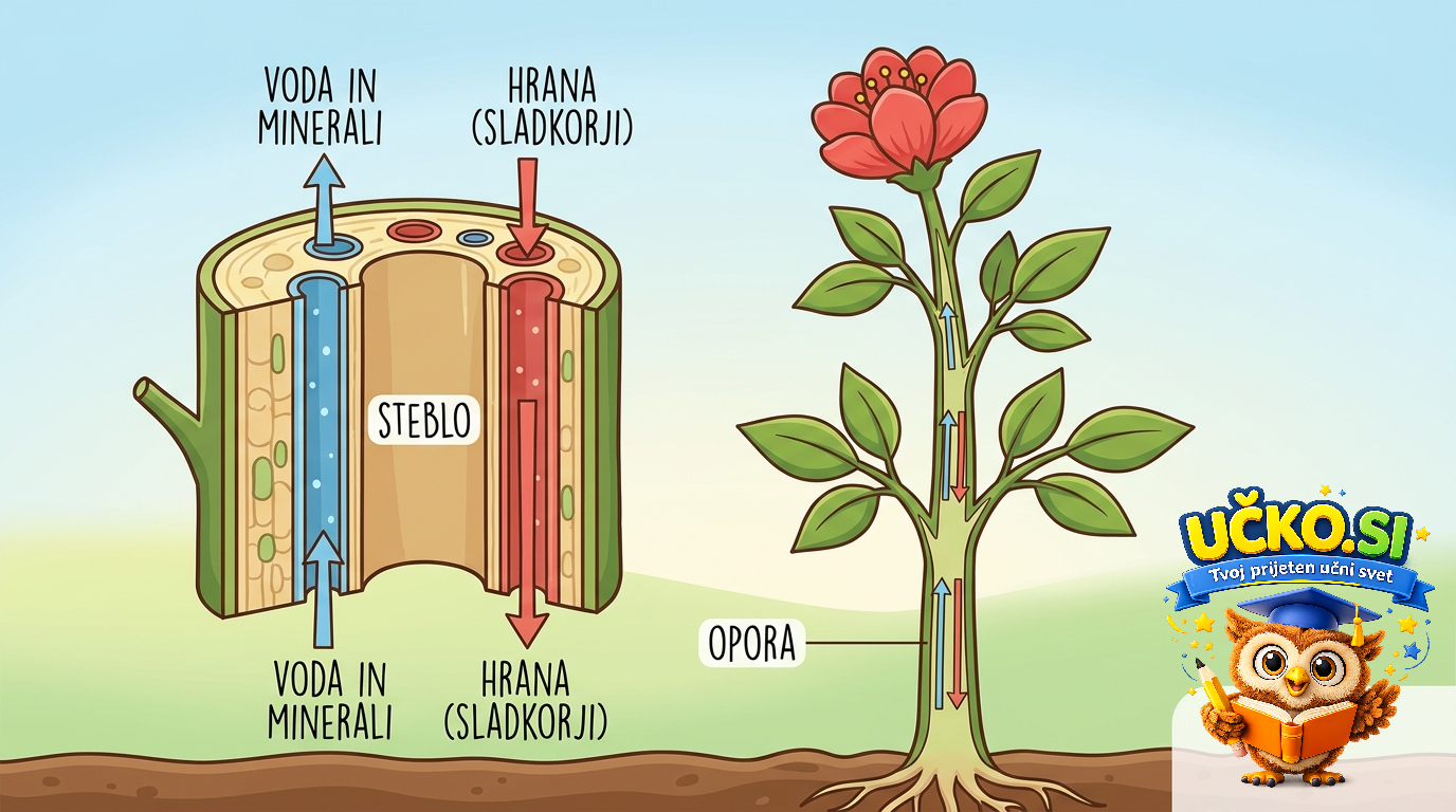 Ilustracija: Zgradba in naloga stebla