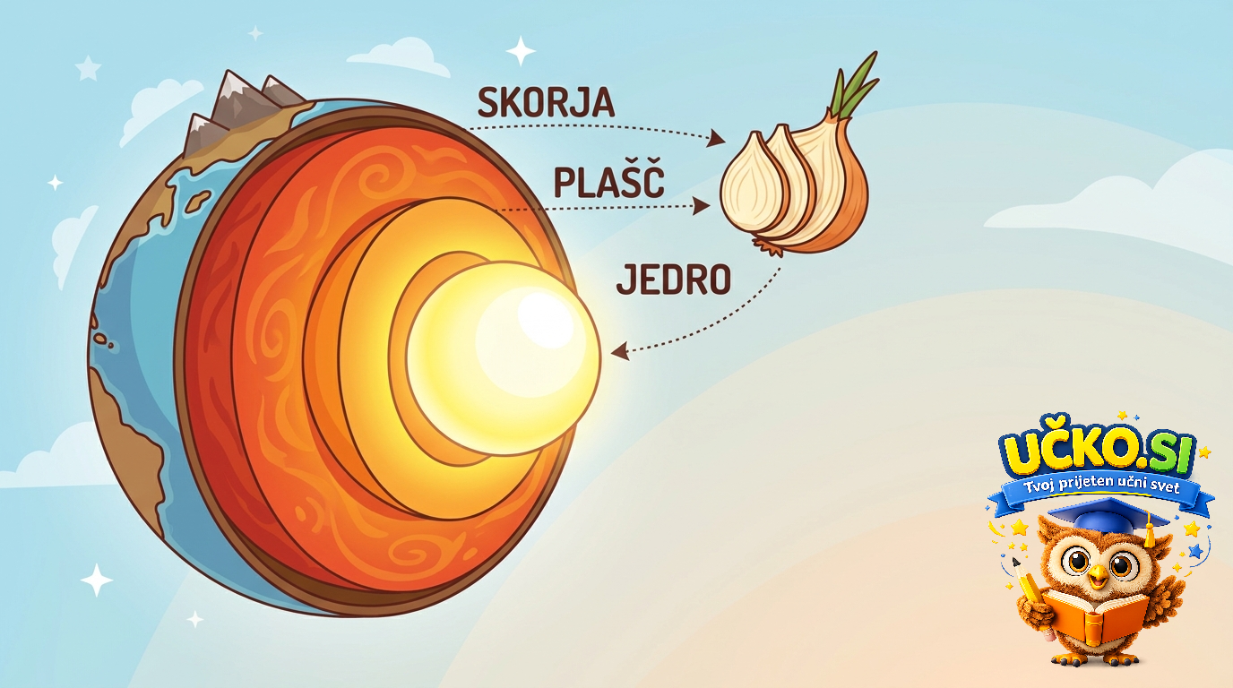 Ilustracija: Zgradba notranjosti Zemlje