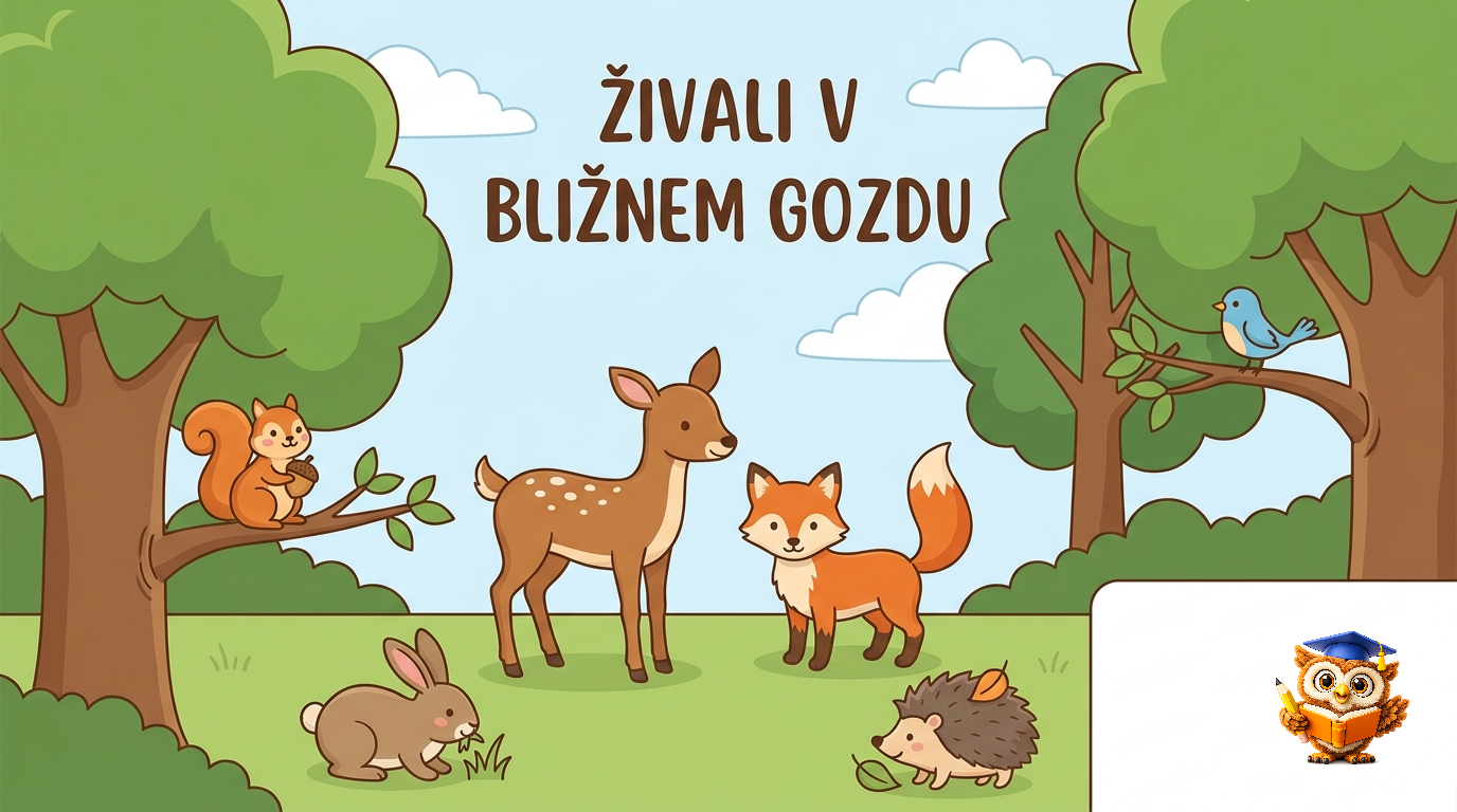Ilustracija: Živali v bližnjem gozdu