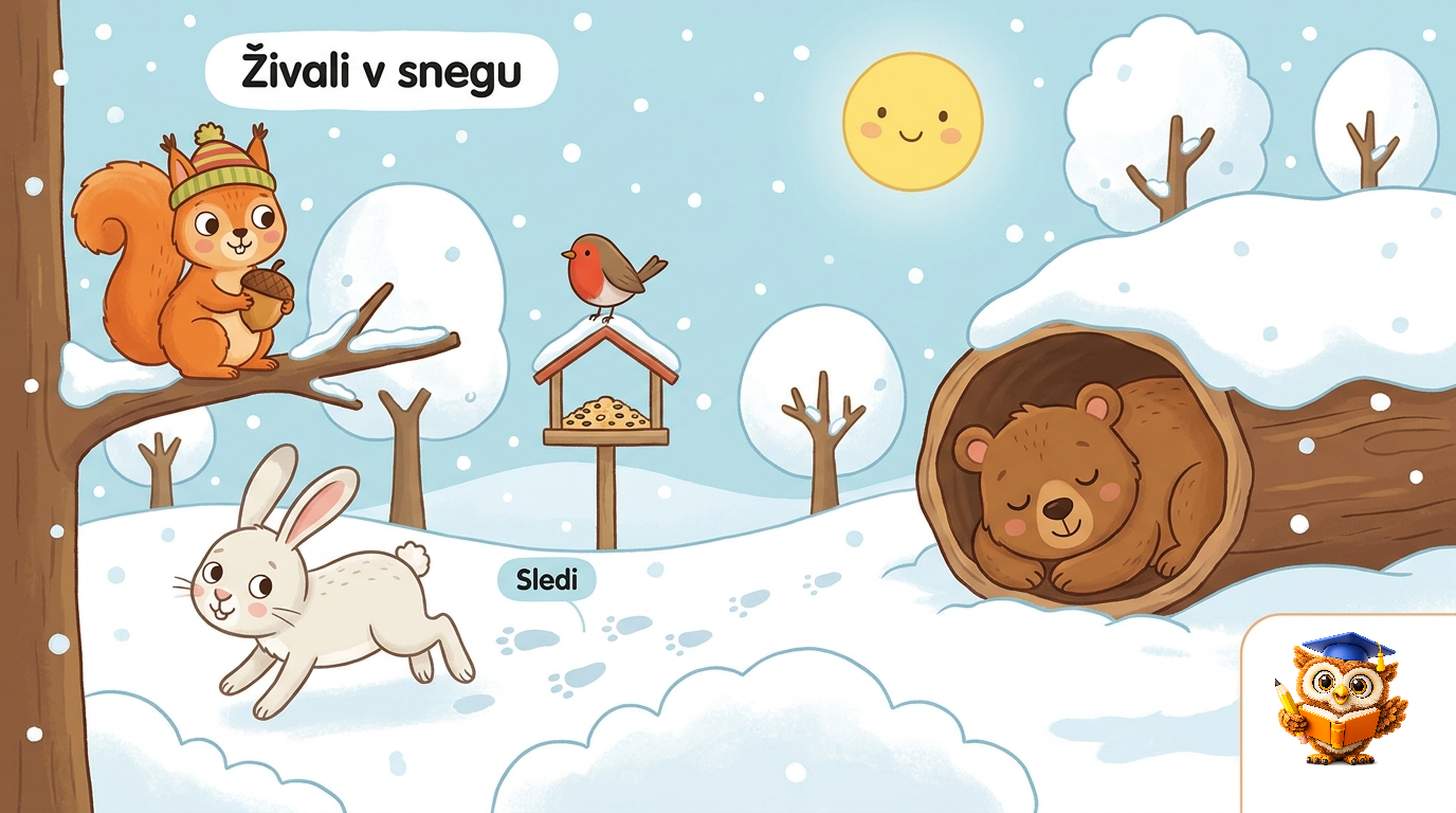Ilustracija: Živali v snegu