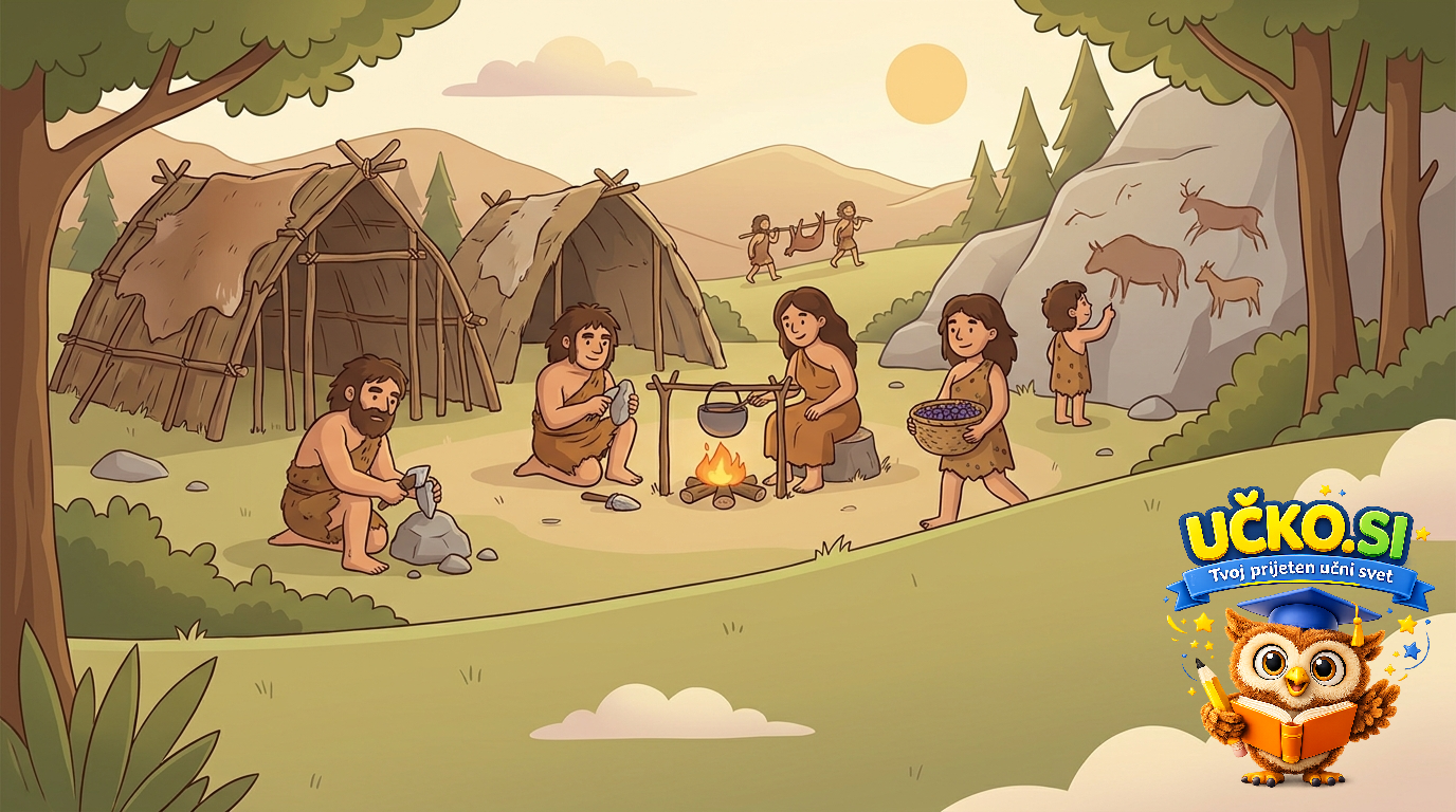 Ilustracija: Življenje prvih človeških skupnosti